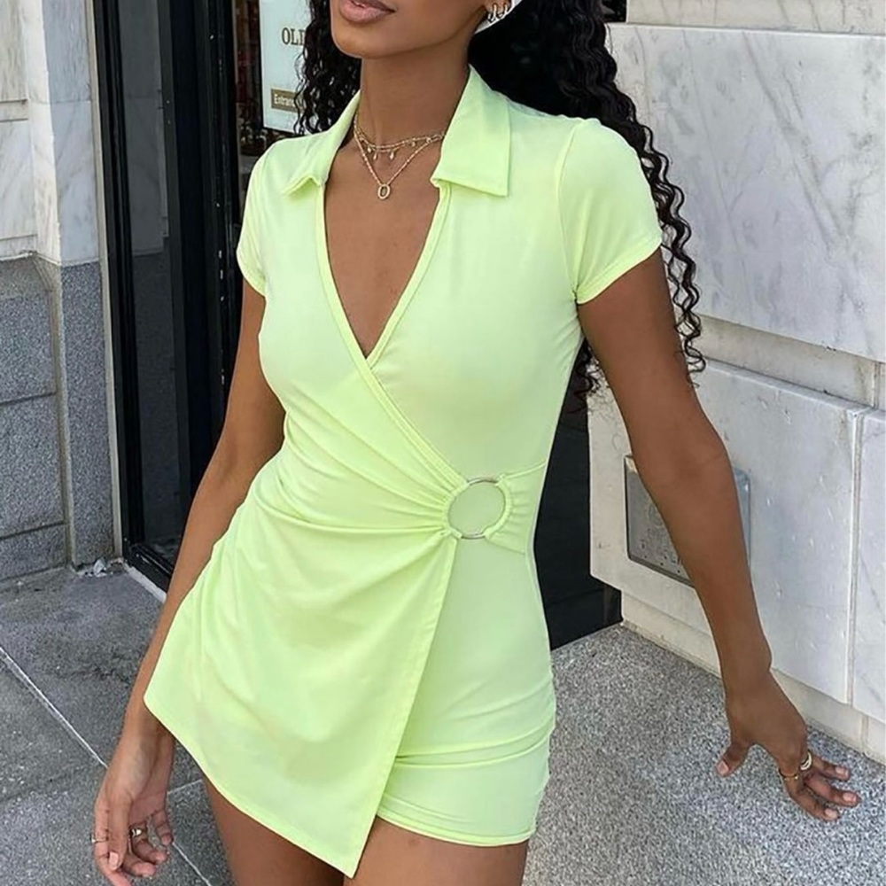 Lime Green Wrap Dress